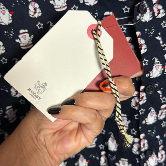 NWT MENS RUGBY UNIVERSITY CHRISTMAS NOVELTY BUTTON UP SHIRT GNOMES SNOWMEN SZ S - Picture 6 of 6